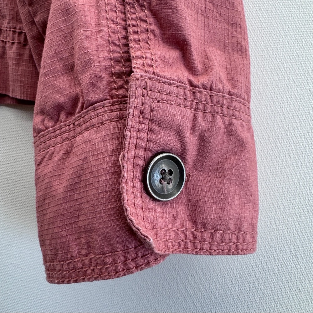 Croft & Barrow Pink Utility Jacket Full Zip Size Medium Safari Style 100%Cotton - Picture 8 of 11